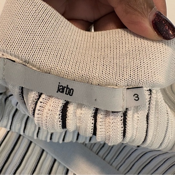 Jarbo Midi Skirt White Black Stripe Plisse Mircro Pleated Pull On Waist, Size 3 - Picture 7 of 12